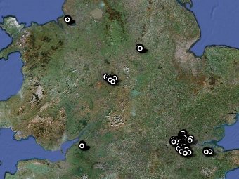 Карта погромов в городах Великобритании. Скриншот с Google Maps Карта погромов в городах Великобритании. Скриншот с Google Maps