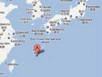 Остров Окинава на карте Японии. Изображение с сайта maps.google.ru