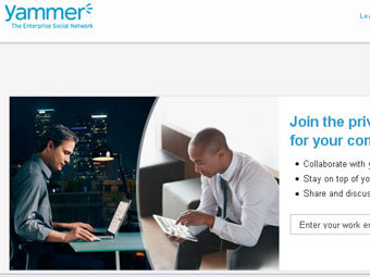 Скриншот главной страницы сайта Yammer