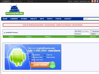 Скриншот сайта androidforums.com