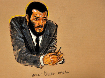 Омар Хадр в суде. Рисунок, переданный Reuters