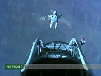 Все же он сделал это! Red Bull Stratos. Рекорды: cверхзвуковая скорость в свободном падении  с высоты   39000 метров...