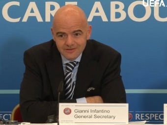 Генеральный секретарь УЕФА Джанни Инфантино. Кадр трансляции с сайта УЕФА