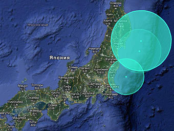 Карта сейсмической активности на территории Японии. Скриншот с сайта japanquakemap.com Карта сейсмической активности на территории Японии. Скриншот с сайта japanquakemap.com