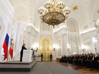 Президент России Владимир Путин выступает с ежегодным посланием к Федеральному Собранию РФ. Фото РИА Новости, Дмитрий Астахов