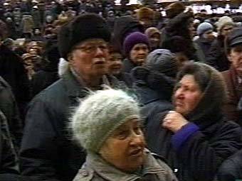 Митинг пенсионеров, кадр НТВ